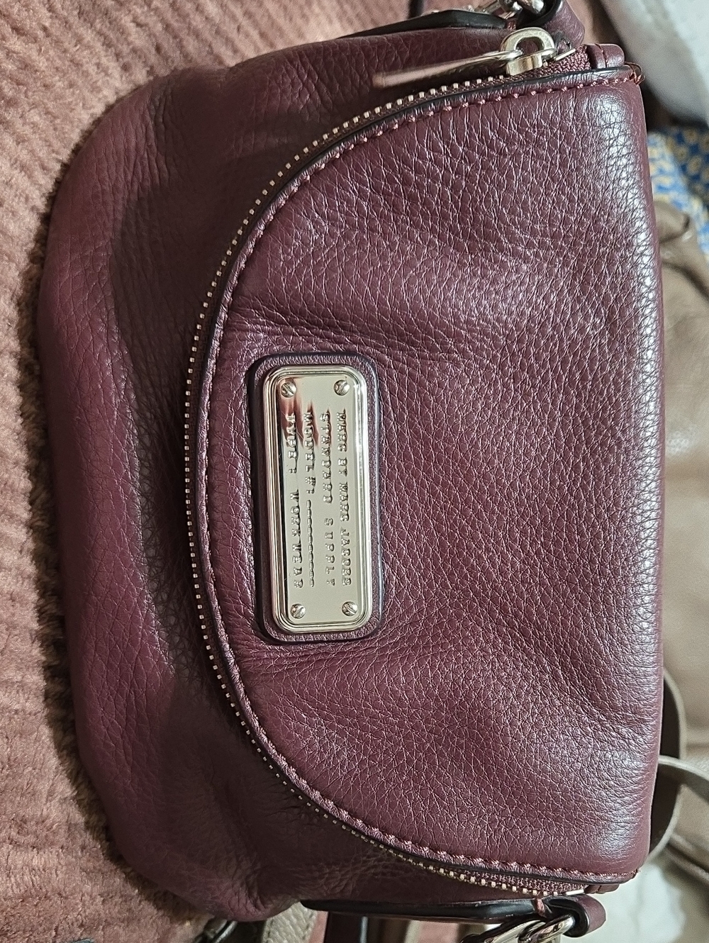 Marc by Marc Jacobs Plum Leather Crossbody Natasha with Silver Hardware, small